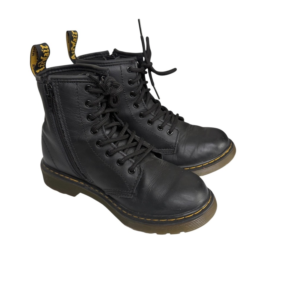 Dr. Martens 1460 J Lace Up Side Zip Combat Boots Kids Size 3 Black Unisex Junior